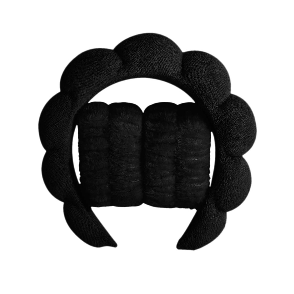 Microfiber Wristband And Puffy Headband Set For Face Washing And Skincare 9