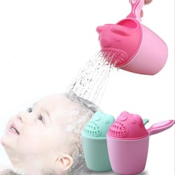 cute cartoon baby bath cap and shampoo cup