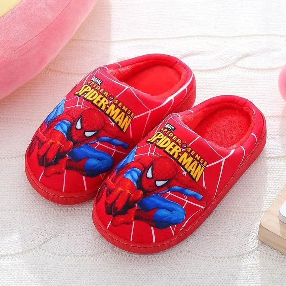 Cartoon Spider Man Indoor Cotton Slippers For Kids 8