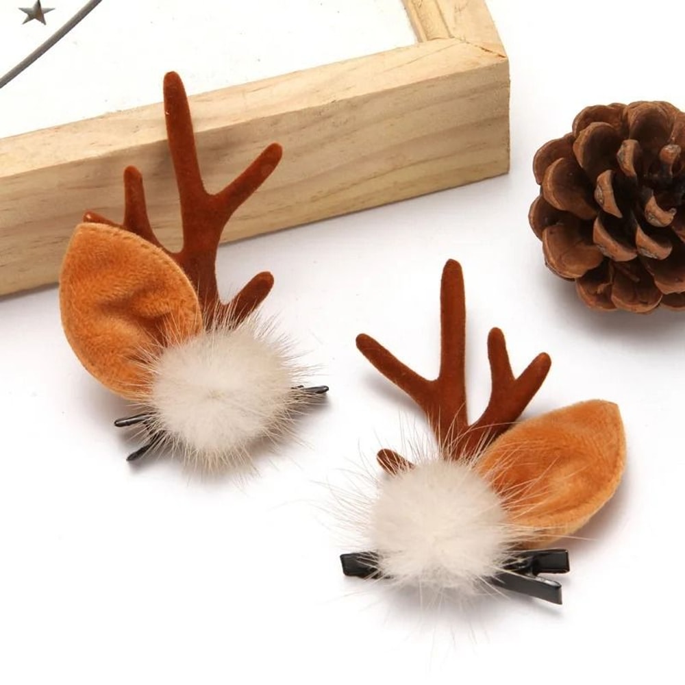 Festive Reindeer Antlers Hair Clip Set 8