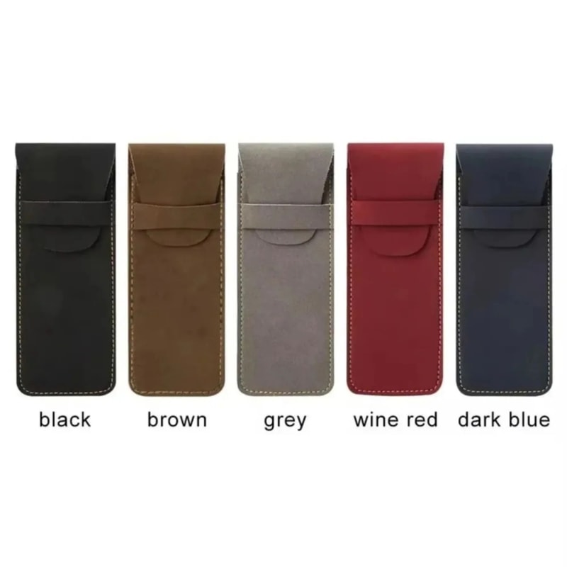 Vintage Frosted PU Leather Double Pen Case Set 5