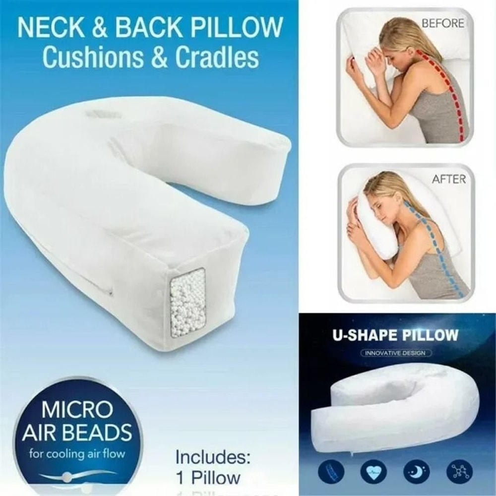U Shape Side Sleeper Contour Pillow With Ear Comfort Design 2