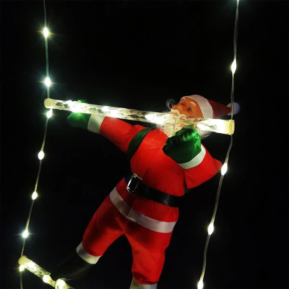 Santa Claus Climbing Ladder Christmas Light Decoration 1