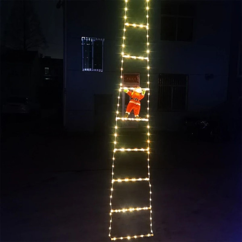 Santa Claus Climbing Ladder Christmas Light Decoration 5