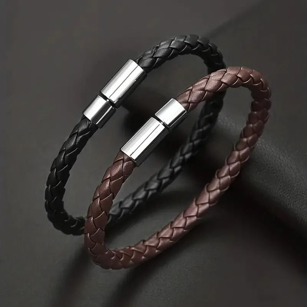 Magnetic Leather Bracelet Set For Men 0
