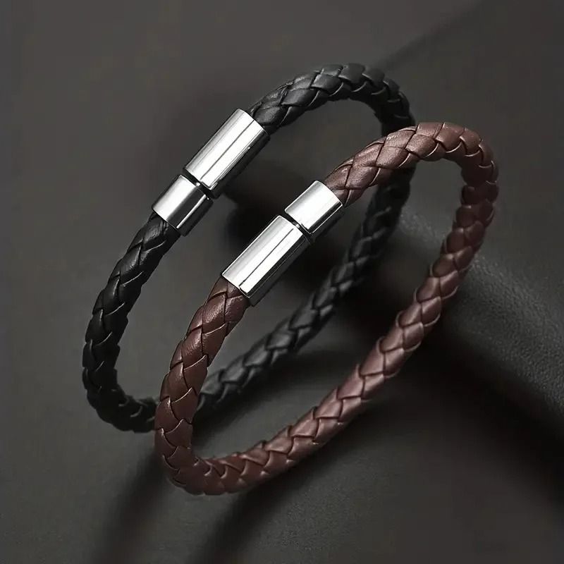Magnetic Leather Bracelet Set For Men 0