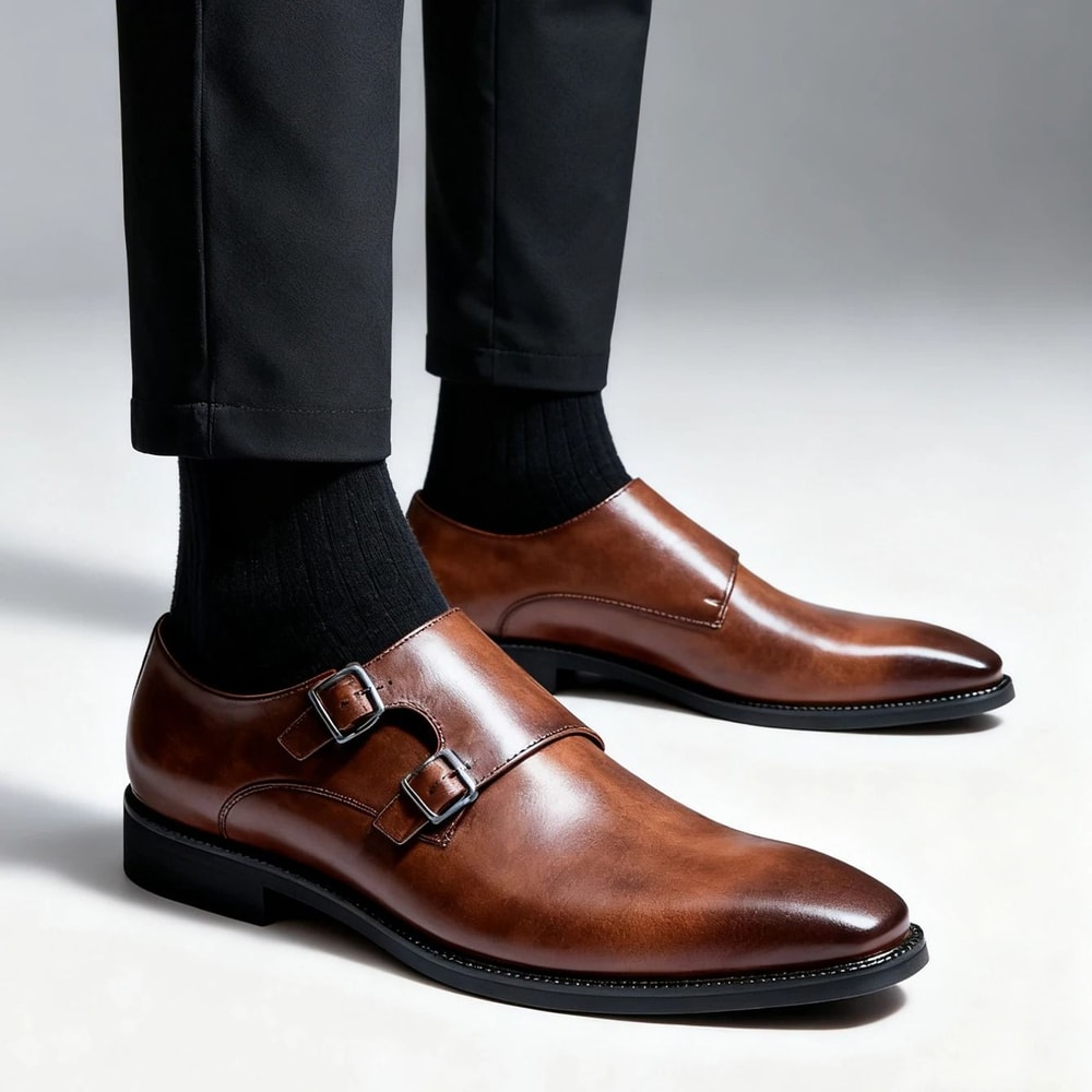 Classic Leather Monk Dress Shoes 5