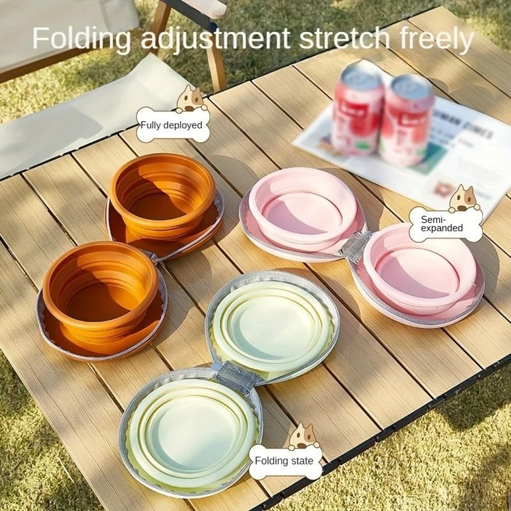 Foldable Silicone Double Pet Bowl 2