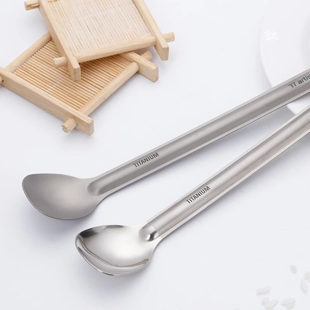 Titanium Long Handle Spork Spoon 2