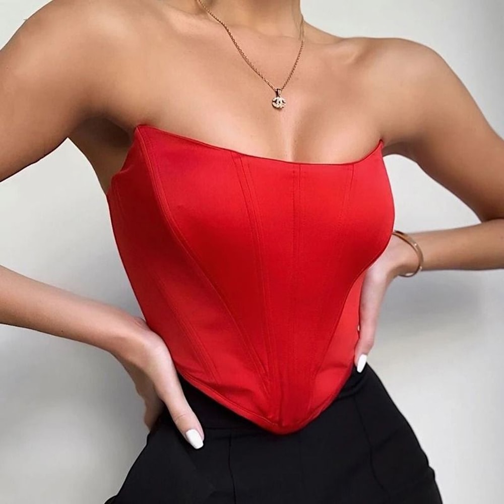 Sleeveless Off Shoulder Corset Crop Top 0