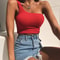 One Shoulder Sleeveless Crop Top 0
