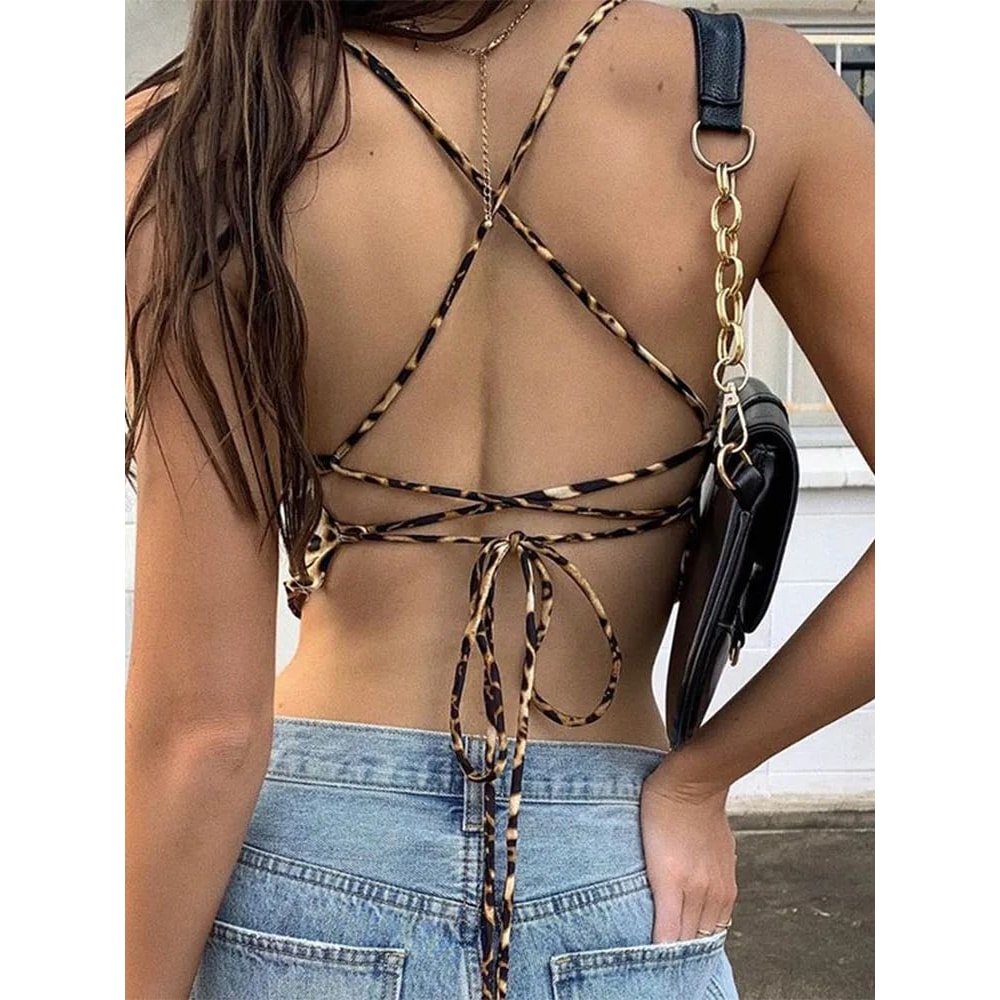 Leopard Print Backless Crop Top 2