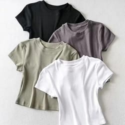 short sleeve o neck crop top