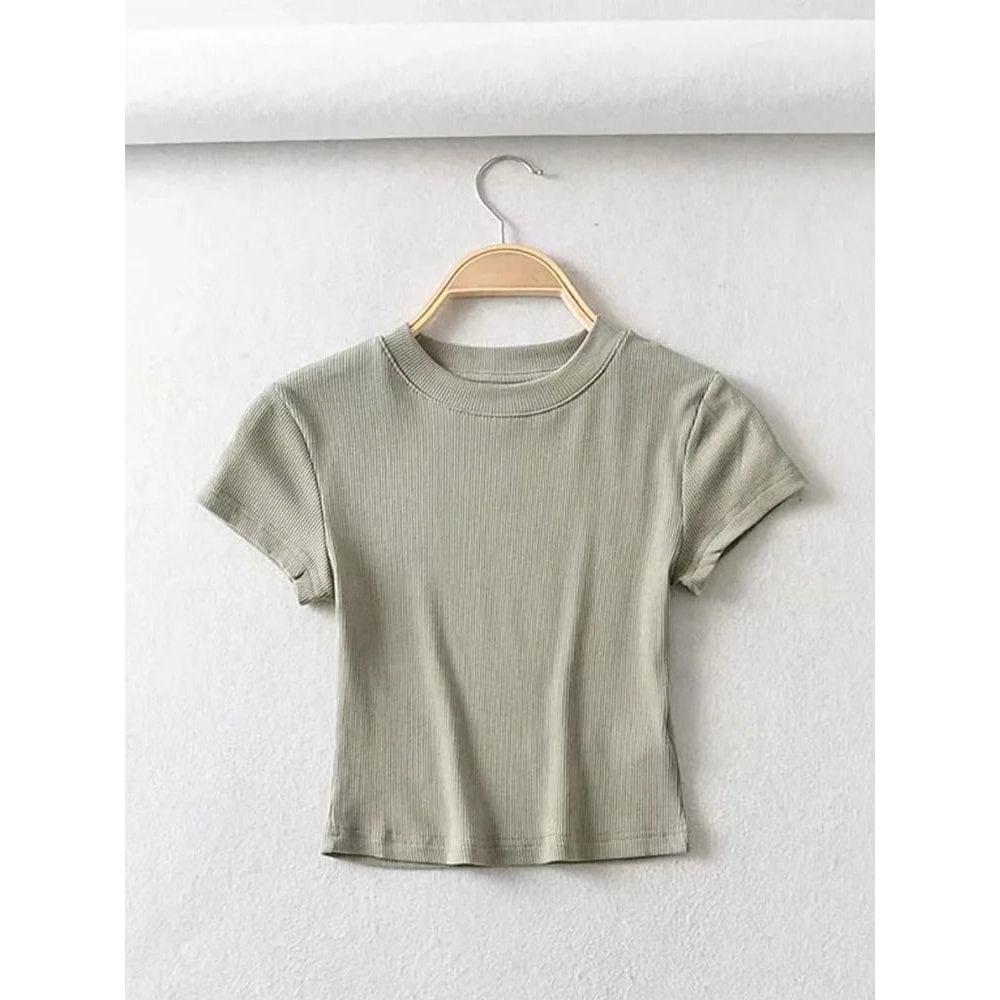 Short Sleeve O Neck Crop Top 1