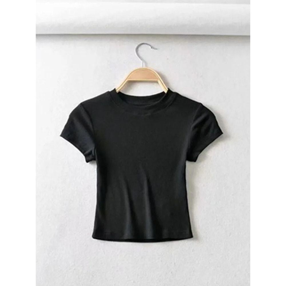 Short Sleeve O Neck Crop Top 2