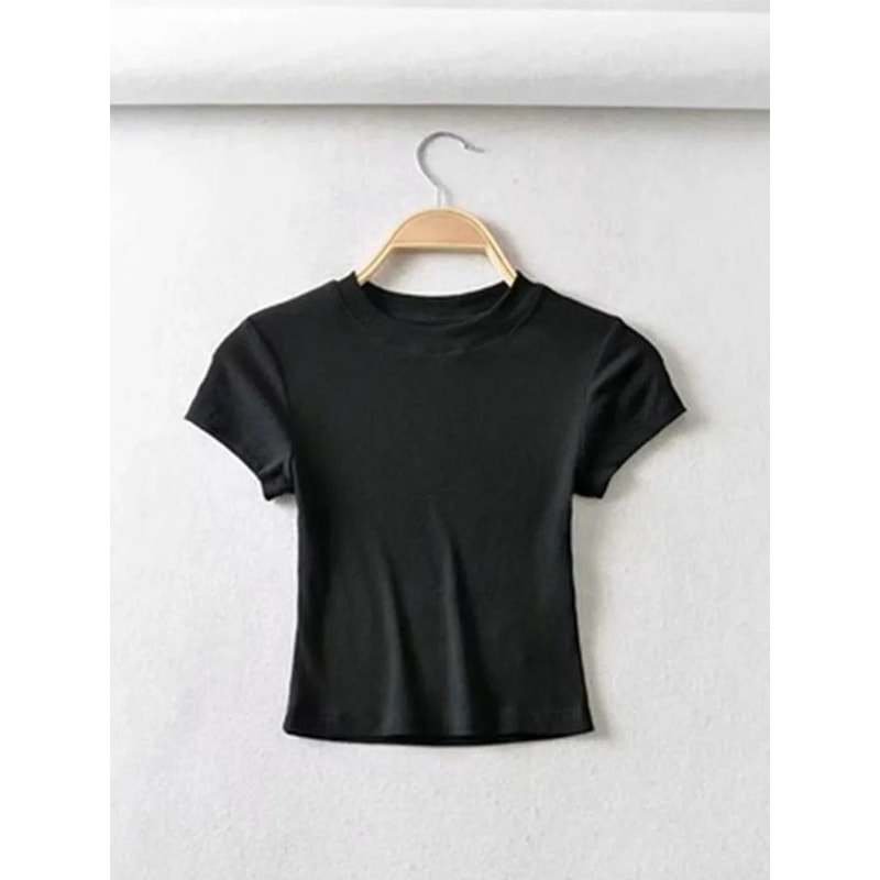 Short Sleeve O Neck Crop Top 2