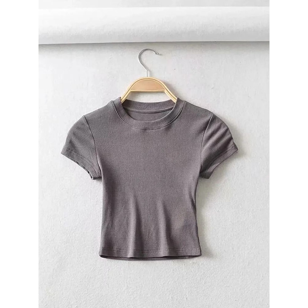 Short Sleeve O Neck Crop Top 3