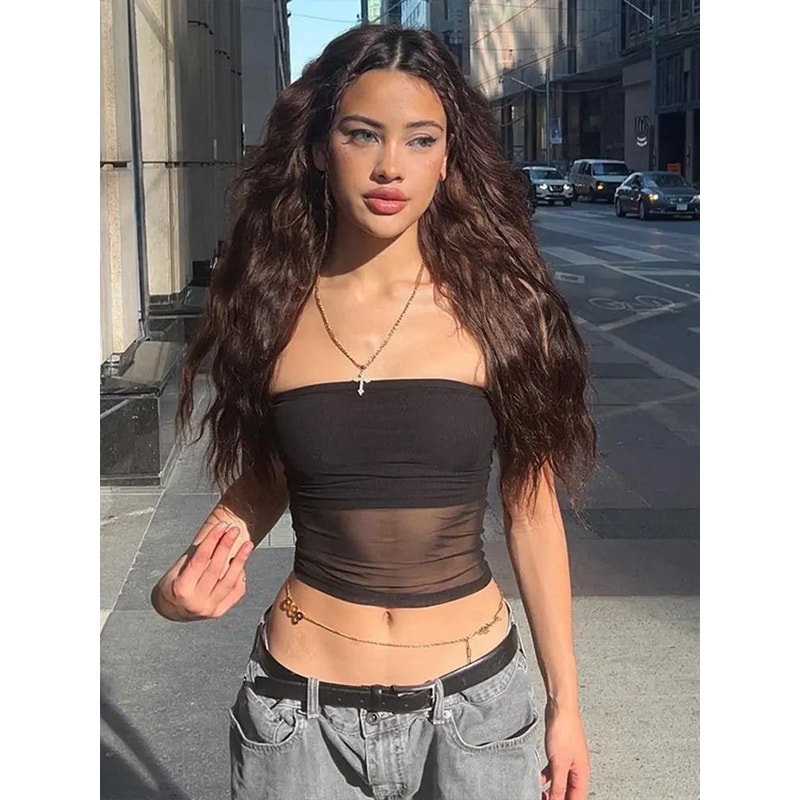 Mesh Corset Tube Crop Top 3