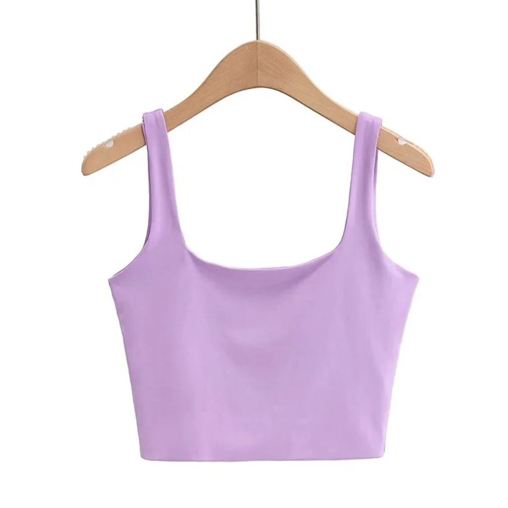 Sleeveless Square Neck Crop Tank Top 0
