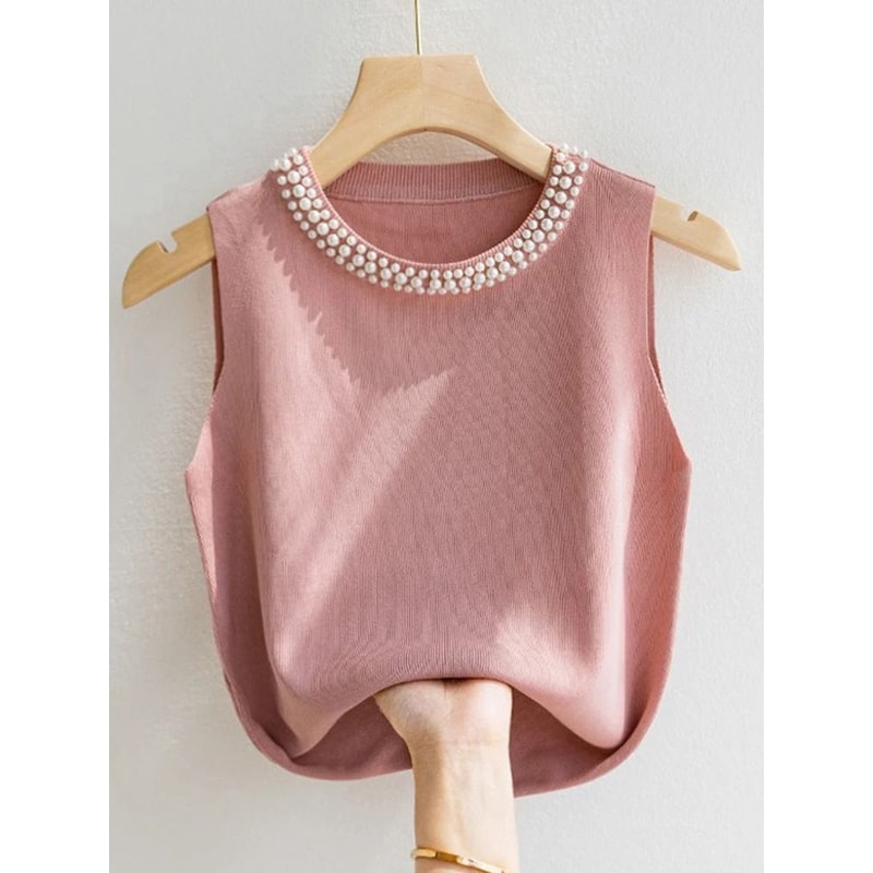 Sleeveless Knit Vest Top For Women Summer Casual Wear 2