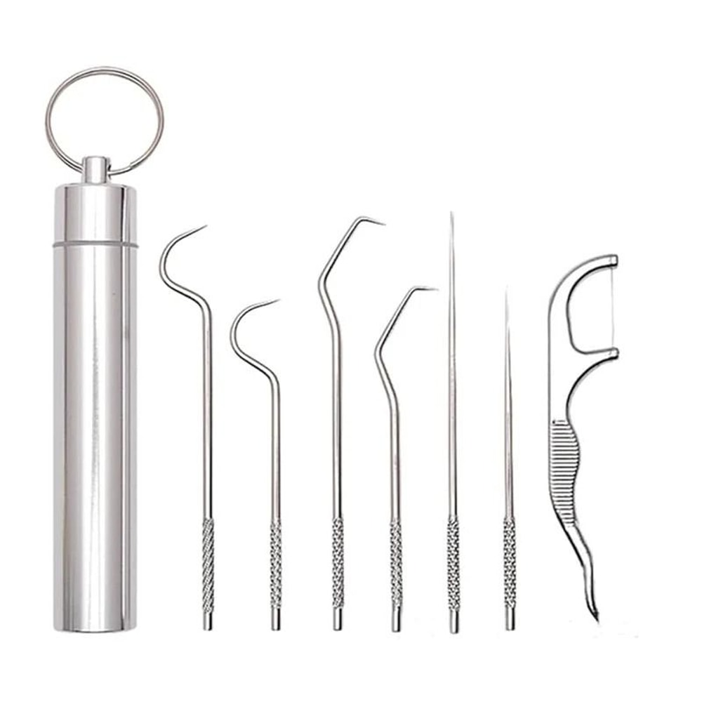 Stainless Steel Reusable Toothpick Set For Daily Oral Cleaning 5