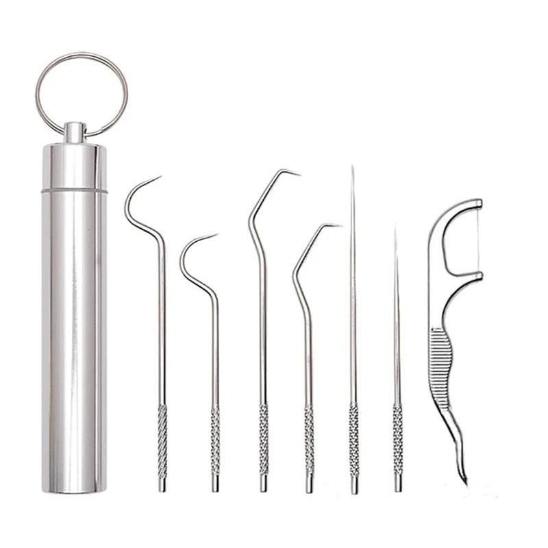 Stainless Steel Reusable Toothpick Set For Daily Oral Cleaning 5