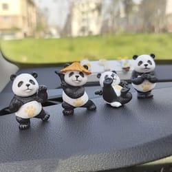 panda design car ornaments set for interior and desk decoration