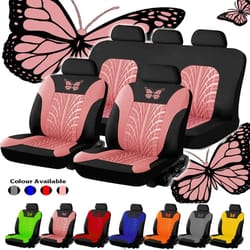 universal car seat cover full set with butterfly embroidery design