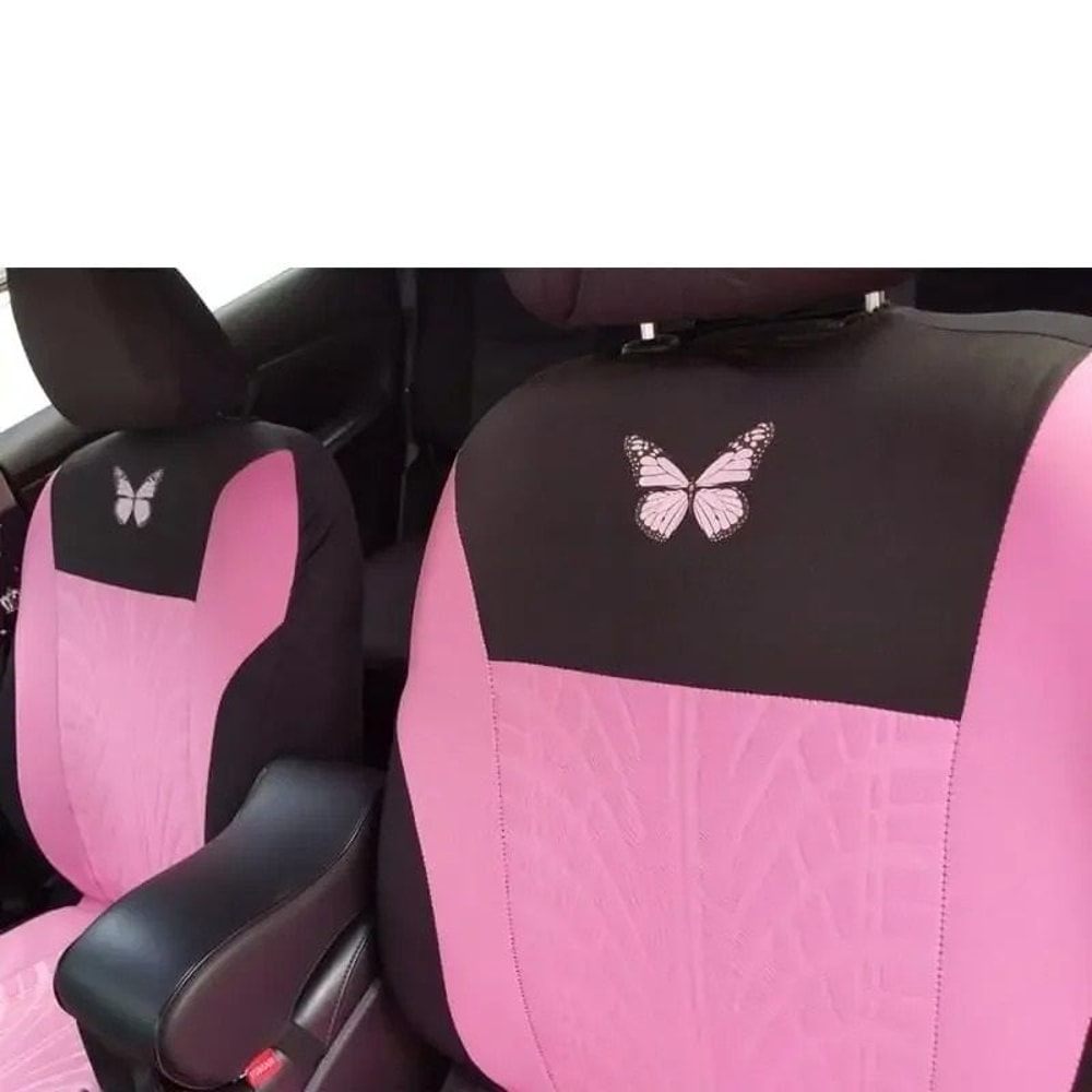 Universal Car Seat Cover Full Set With Butterfly Embroidery Design 2