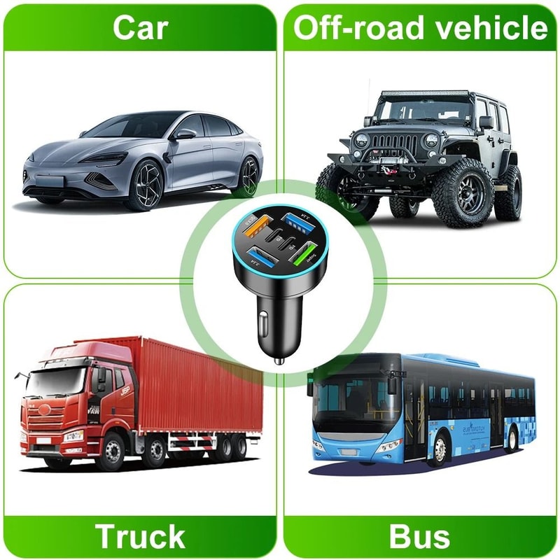 Multi Port Fast Charging Car Charger With USB C Power Delivery 4