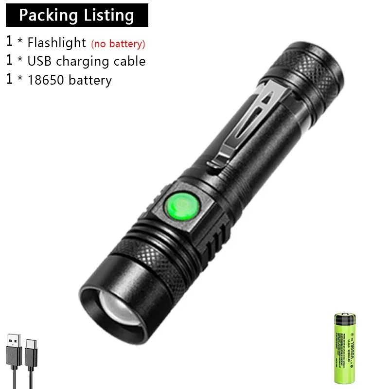 USB Rechargeable Portable LED Flashlight For Outdoor Use 6