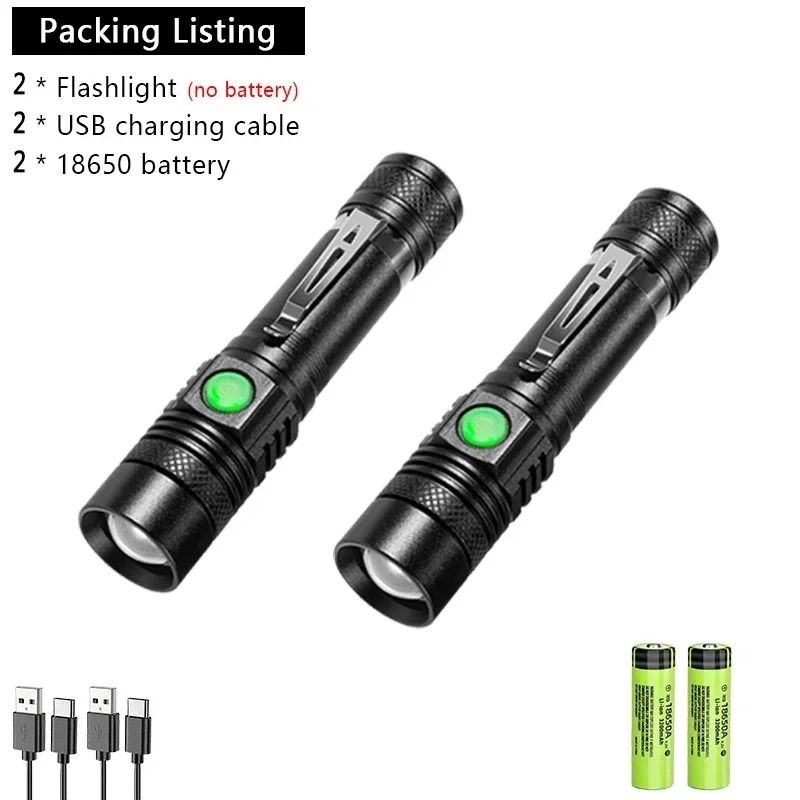 USB Rechargeable Portable LED Flashlight For Outdoor Use 7