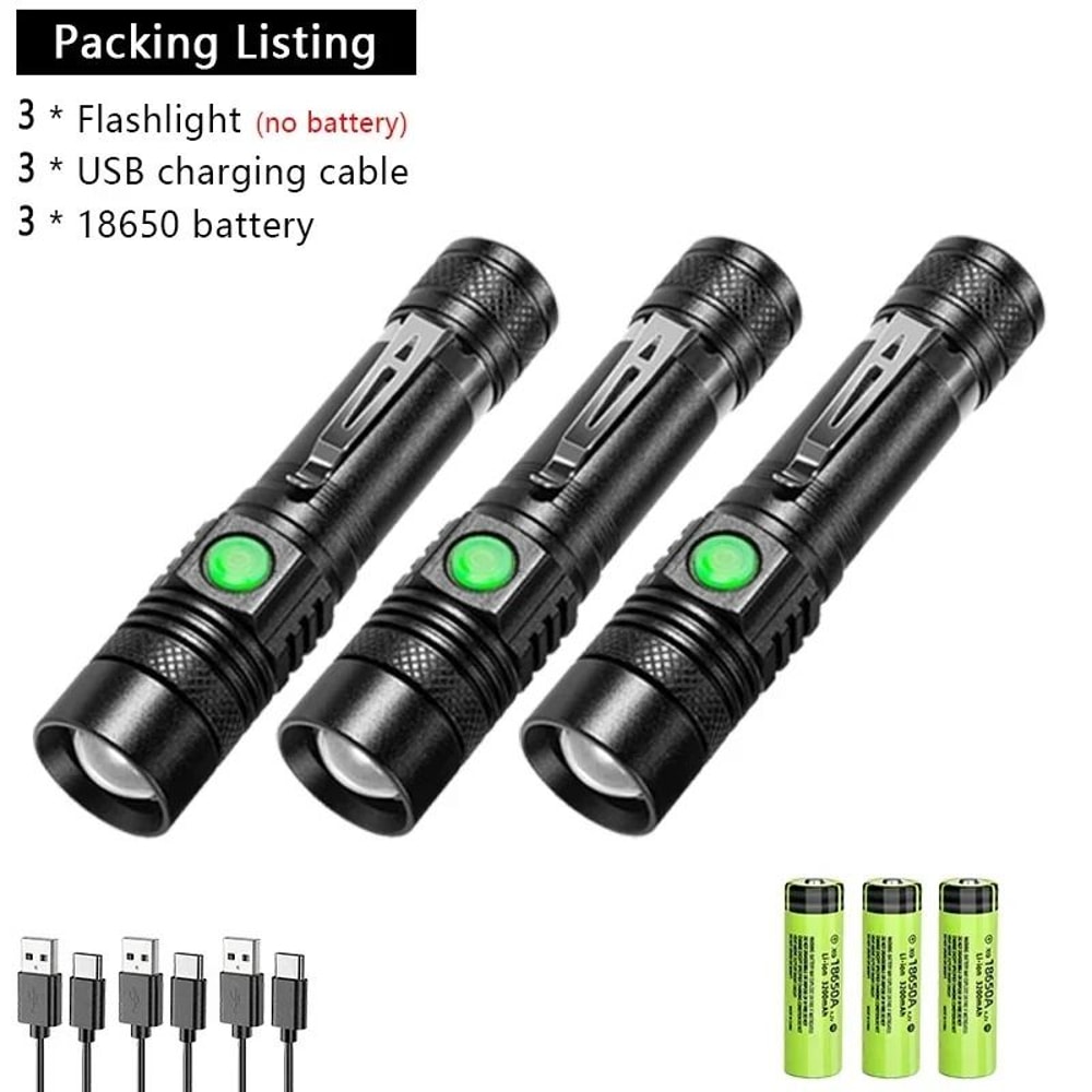 USB Rechargeable Portable LED Flashlight For Outdoor Use 8