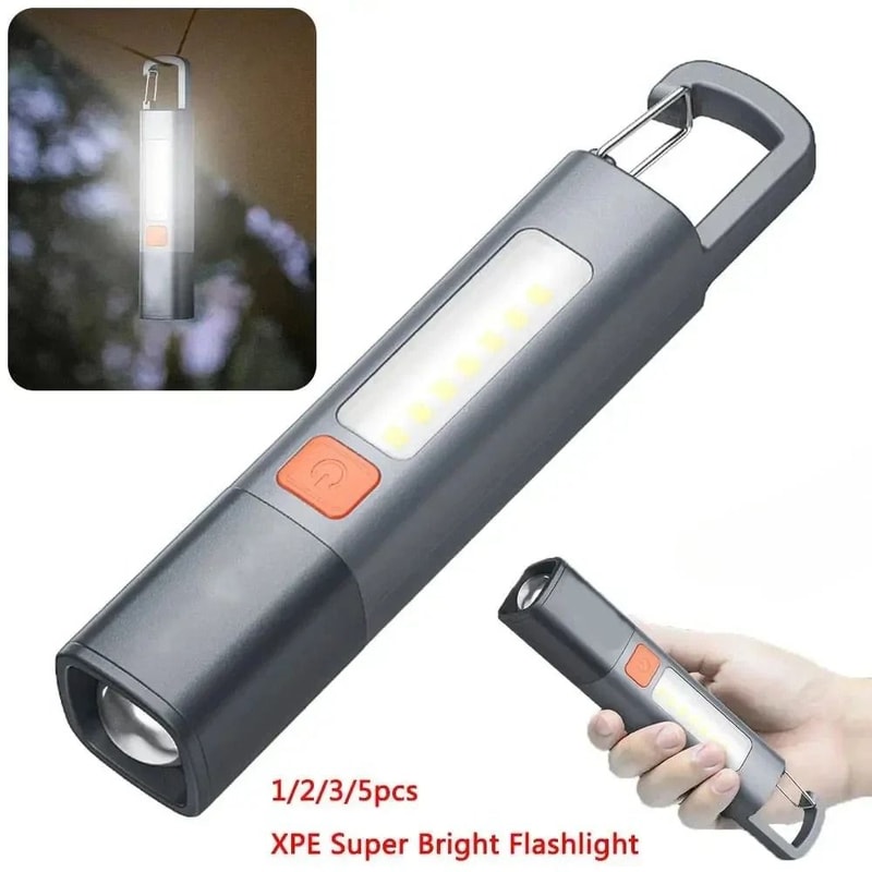 Super Bright Rechargeable LED Flashlight With Hook For Camping And Outdoor Use 0