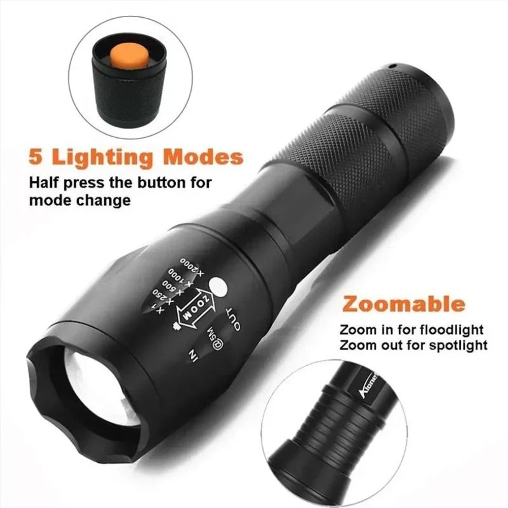 High Power LED Flashlight With Zoom And Multiple Light Modes 1