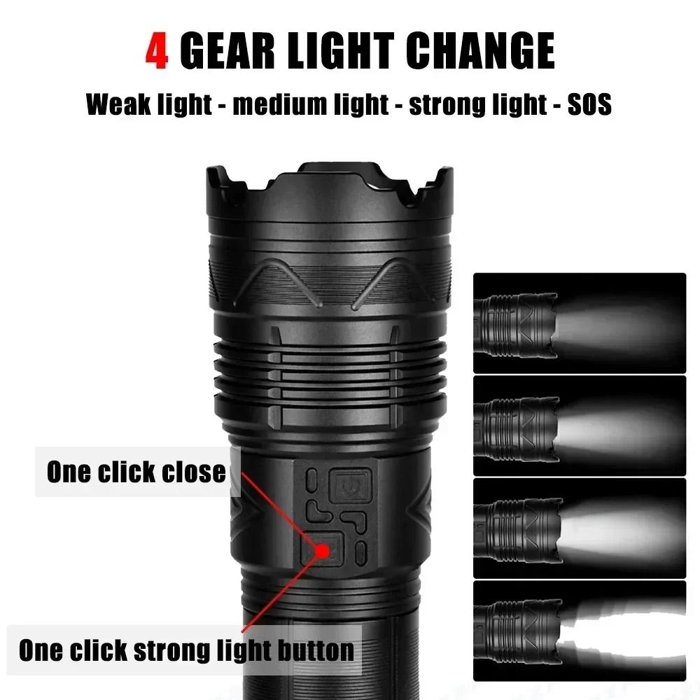 Ultra Powerful Long Range Tactical LED Flashlight With Type C Charging 1