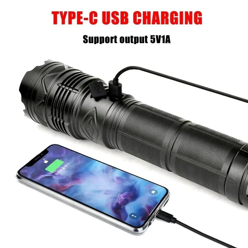 Ultra Powerful Long Range Tactical LED Flashlight With Type C Charging 3