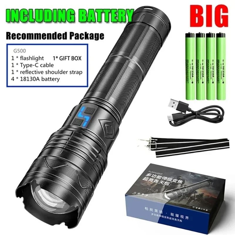 Ultra Powerful Long Range Tactical LED Flashlight With Type C Charging 8