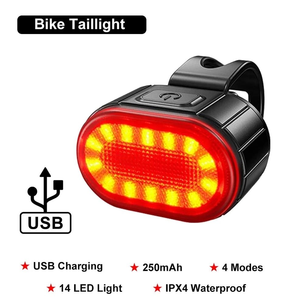 USB Rechargeable Bicycle Front And Rear Light Set For Safe Cycling 7