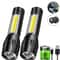 USB Rechargeable Mini COB And XPE LED Flashlight With Zoom And Pen Clip 11