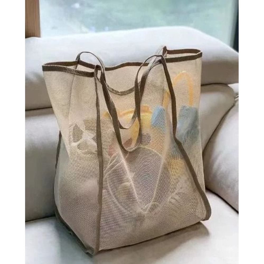 Extra Large Foldable Mesh Tote Bag With Sturdy Handles For Storage And Travel 6