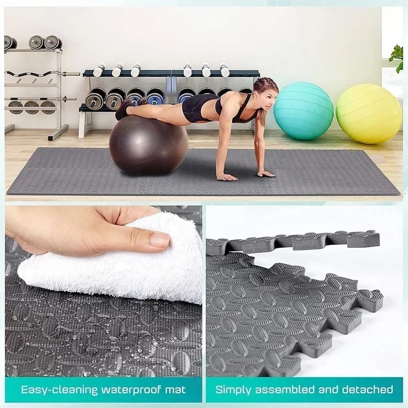 Interlocking EVA Puzzle Fitness Mat Tiles For Home Gym And Kids Play Area 3