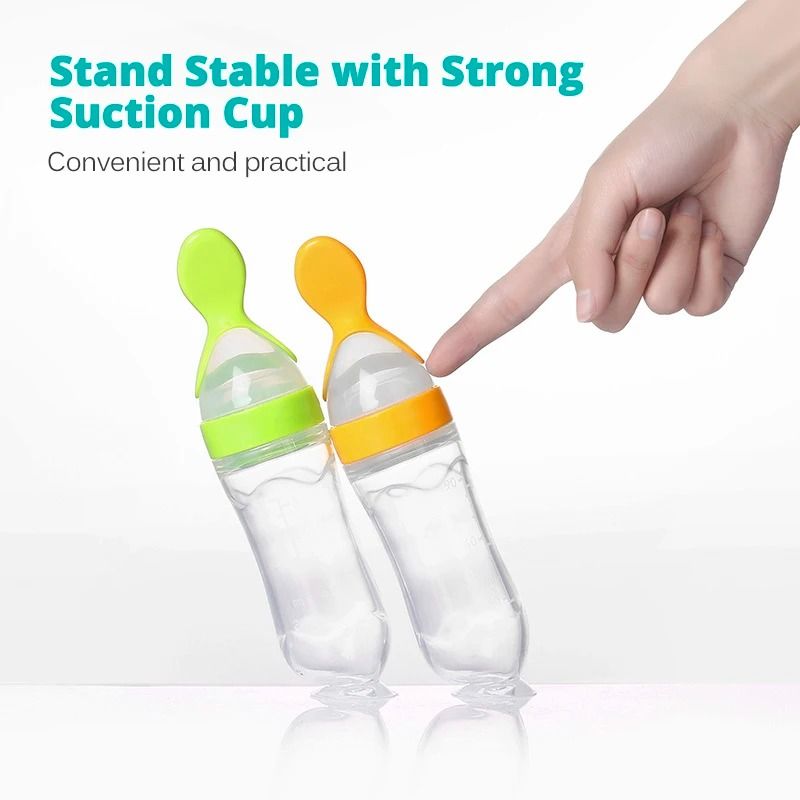 Silicone Baby Feeding Bottle With Squeeze Spoon For Rice Cereal And Milk 1