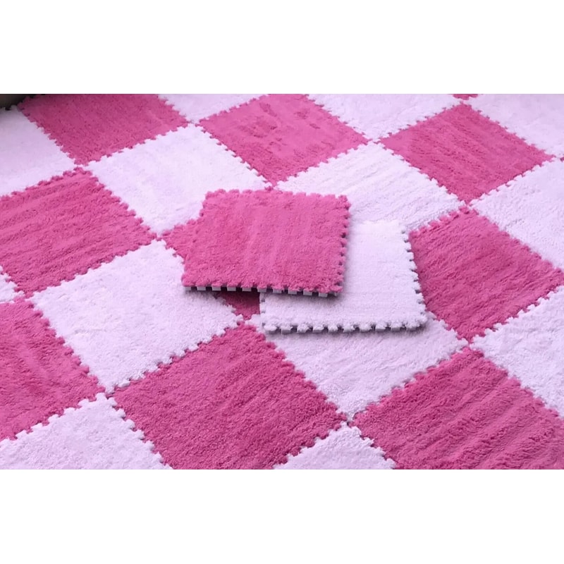 Soft Plush Baby Play Mat With EVA Foam Puzzle Tiles For Kids 12