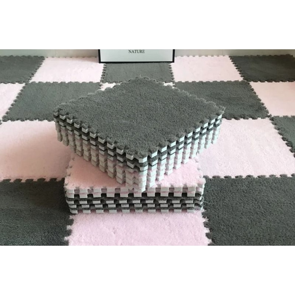 Soft Plush Baby Play Mat With EVA Foam Puzzle Tiles For Kids 13