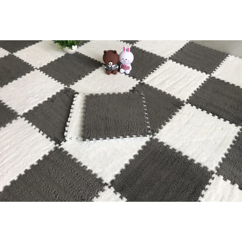 Soft Plush Baby Play Mat With EVA Foam Puzzle Tiles For Kids 7