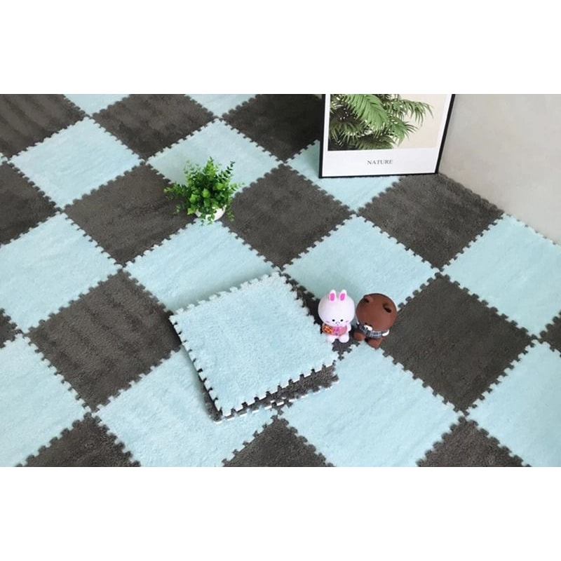 Soft Plush Baby Play Mat With EVA Foam Puzzle Tiles For Kids 15