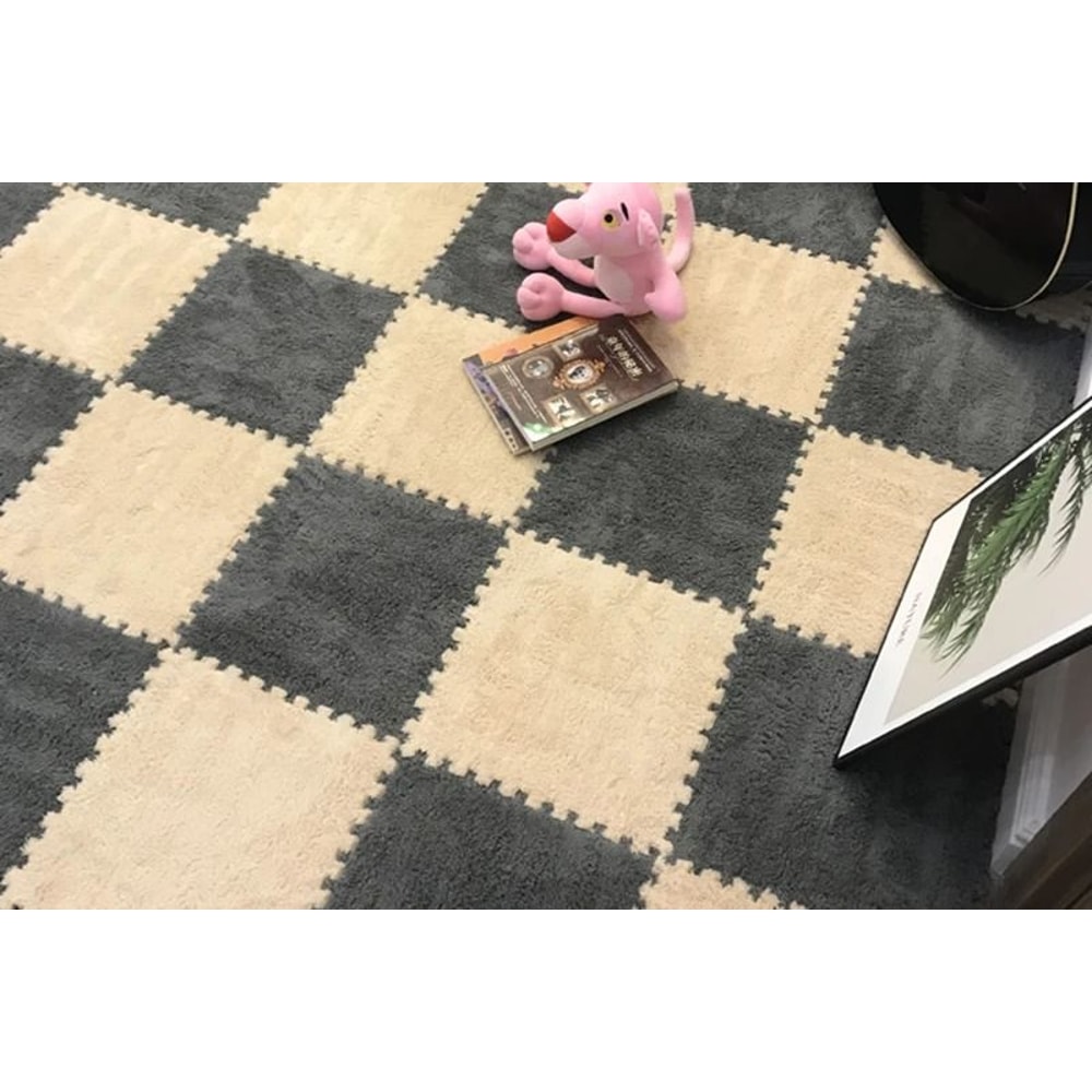 Soft Plush Baby Play Mat With EVA Foam Puzzle Tiles For Kids 16