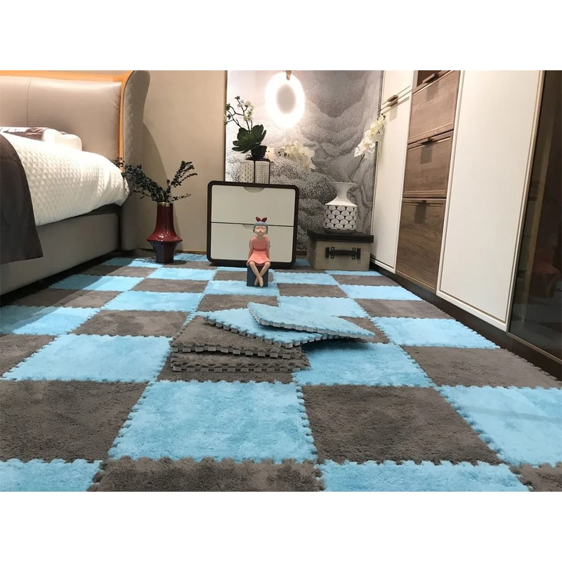 Soft Plush Baby Play Mat With EVA Foam Puzzle Tiles For Kids 17