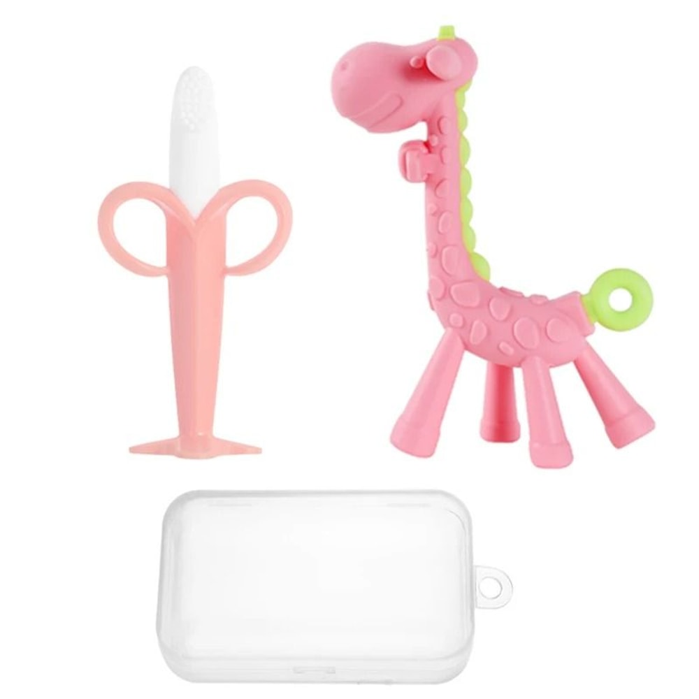 Baby Silicone Banana Teething Toothbrush And Gum Soothing Chew Toy Set 6